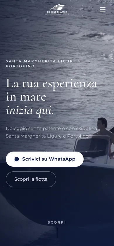 La home di EG Blue Charter su un telefono