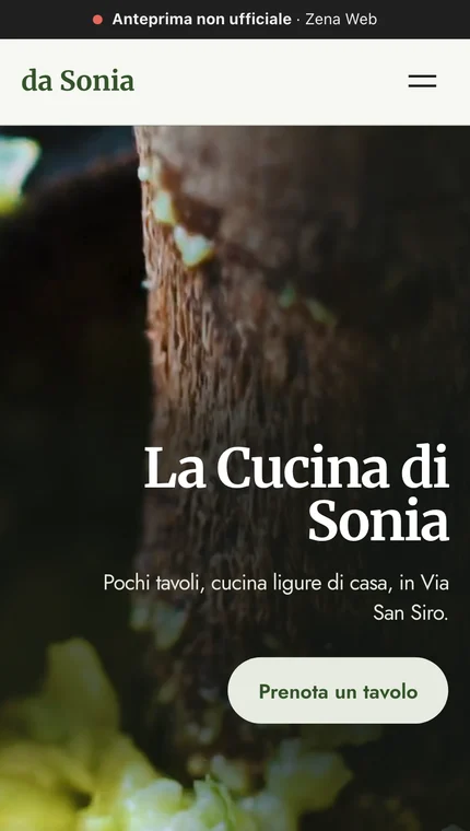 La prima schermata dell’anteprima per La Cucina di Sonia