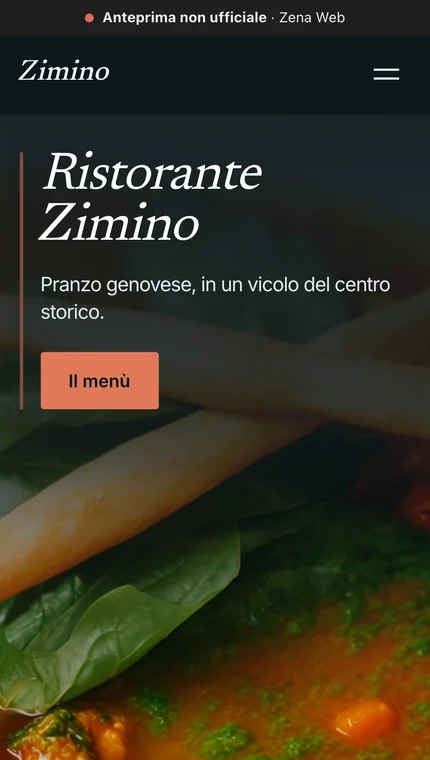 La prima schermata dell’anteprima per Ristorante Zimino
