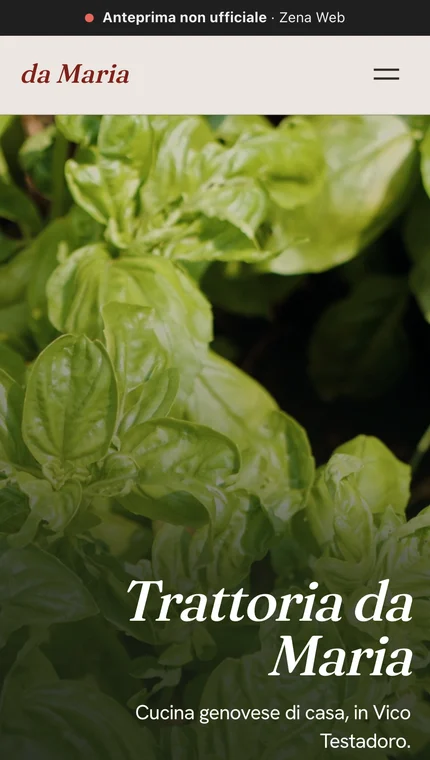La prima schermata dell’anteprima per Ristorante Trattoria da Maria